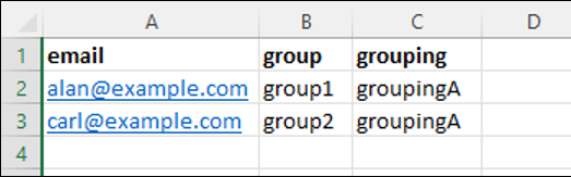 email, group, grouping csv format example