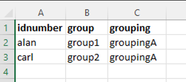 idnumber, group, grouping csv format example