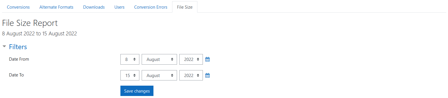 The BFAltformat File size report filters
