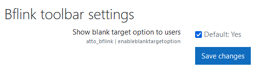The BFlink toolbar settings