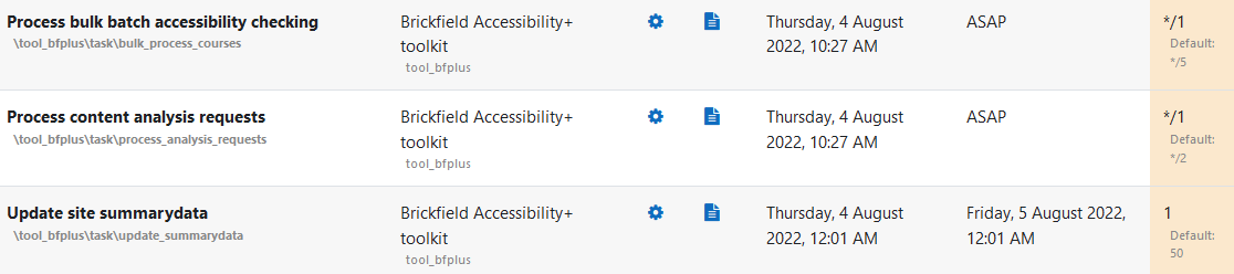 The process bulk batch accessibility checking, process content analysis requests and update site summary scheduled tasks