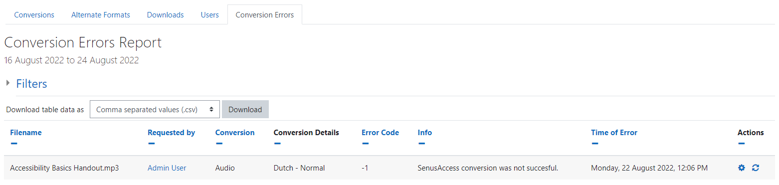 The BFAltformat Conversion Errors report