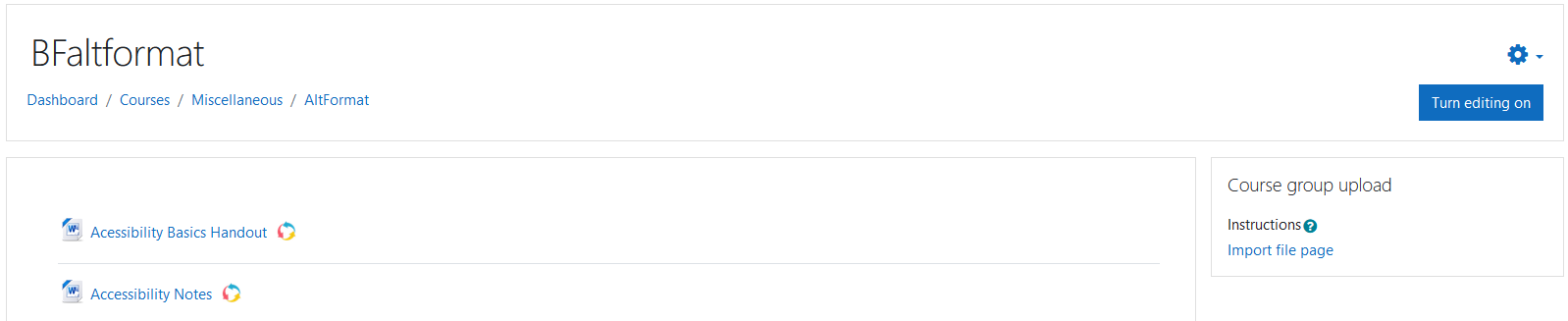 The course group upload block